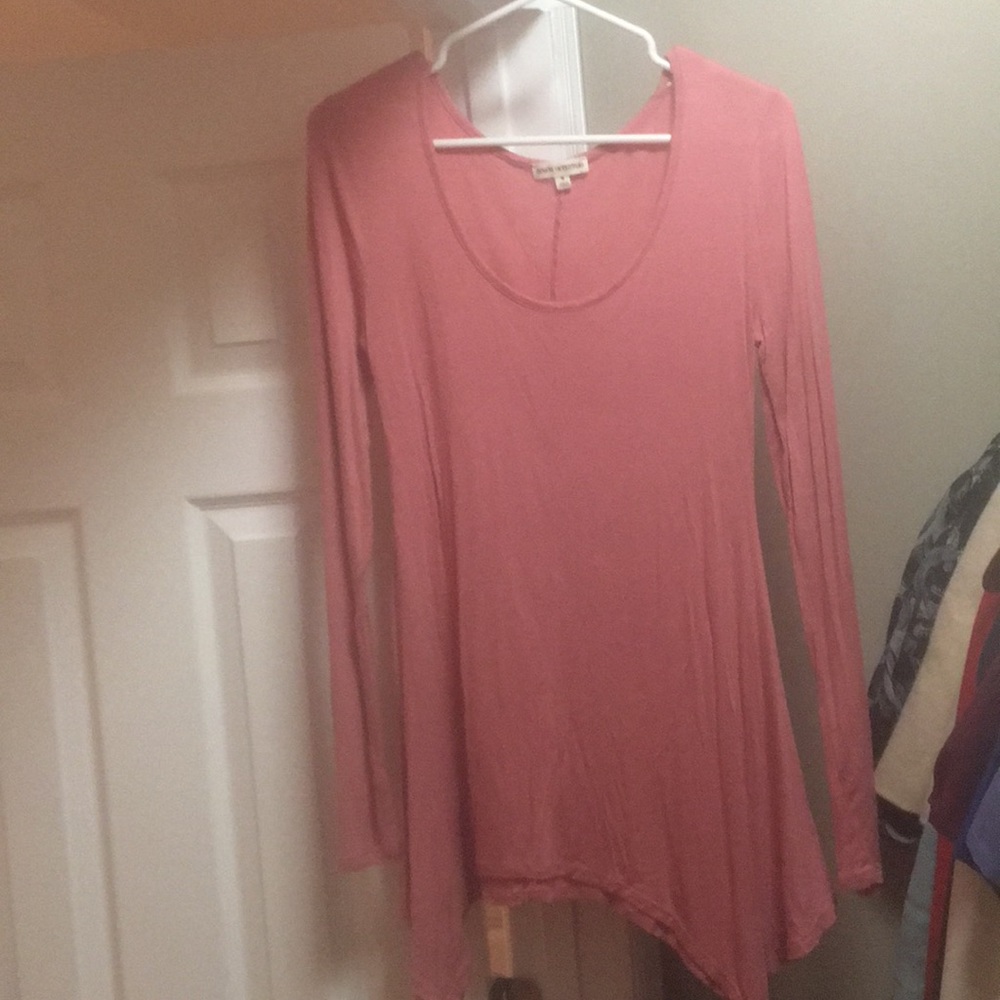 Thin, light pink, long sleeved tee